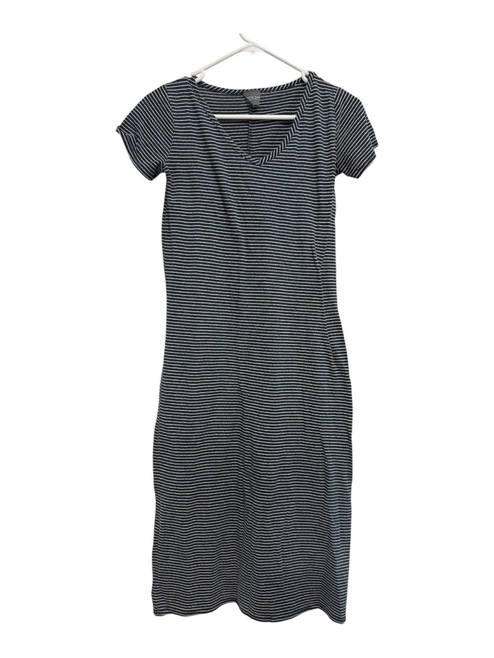 Olivia Rae New York Navy and White Striped V-Neck T-Shirt Maxi Dress